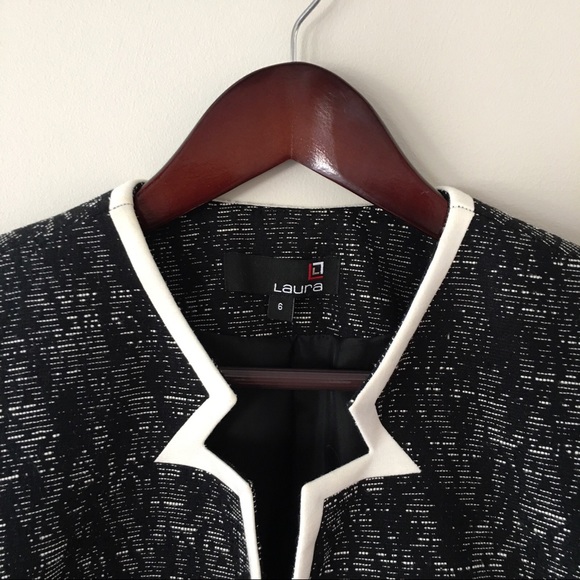 NWOT Black & White Trim Tweed Blazer - Picture 5 of 7